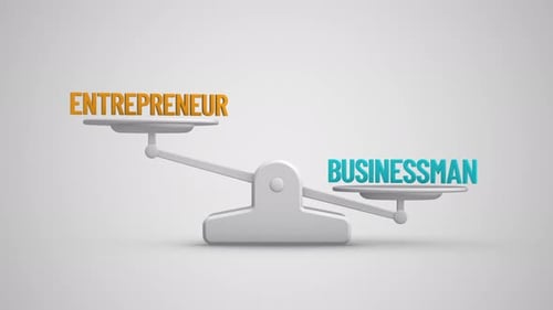 Animated 3D Scale Comparing Entrepreneur and Businessman
