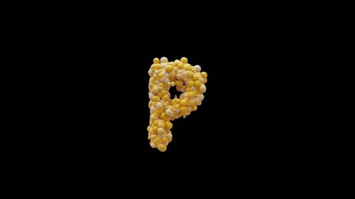 Abstract Golden Spheres Form Letter P Animation