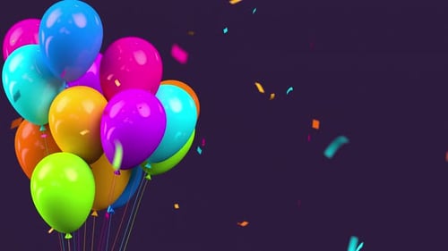 Colorful Celebration Balloons and Confetti Motion Background