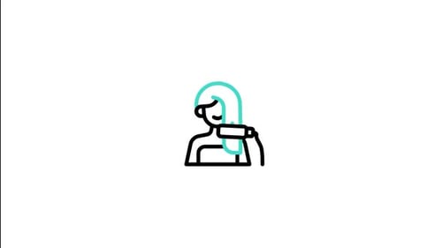 Minimalist Line Art Hair Drying Icon Animation