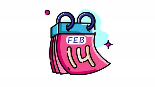 Animated Calendar Page with February 14th Date