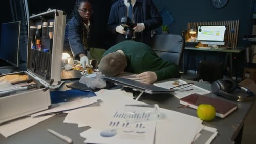 Crime Scene Investigation with Forensics Team in Office