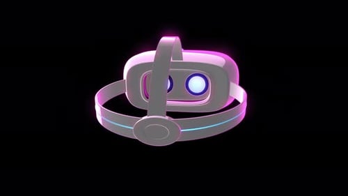 White Virtual Reality Headset Rotating On Transparent Background Loop