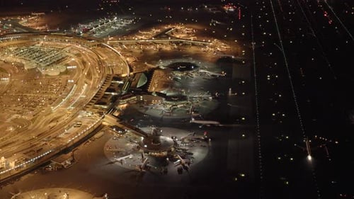 Aviation Industry Air Travel Business Scene of Airplanes Landing at Airport