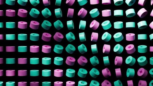 Geometrischer abstrakter 3D-Hintergrund mit rosafarbenem und grünem Kreis