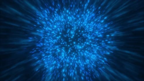 Blue Particle Warp Speed Explosion Loop Background