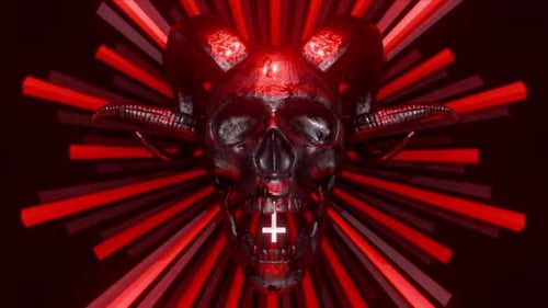 Evil Skull with Glowing Cross