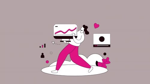 Escena animada de marketing digital