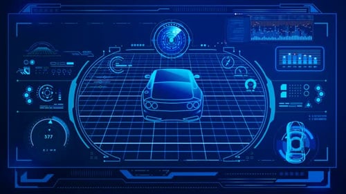 Futuristic Car HUD Interface with Digital Data Display