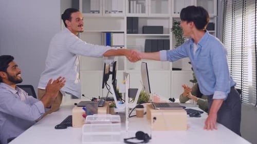 Group of multi-Ethnic businessman and businesswoman working in office.