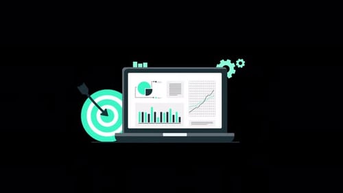 Flat Design Business Data Analysis and Growth Animation