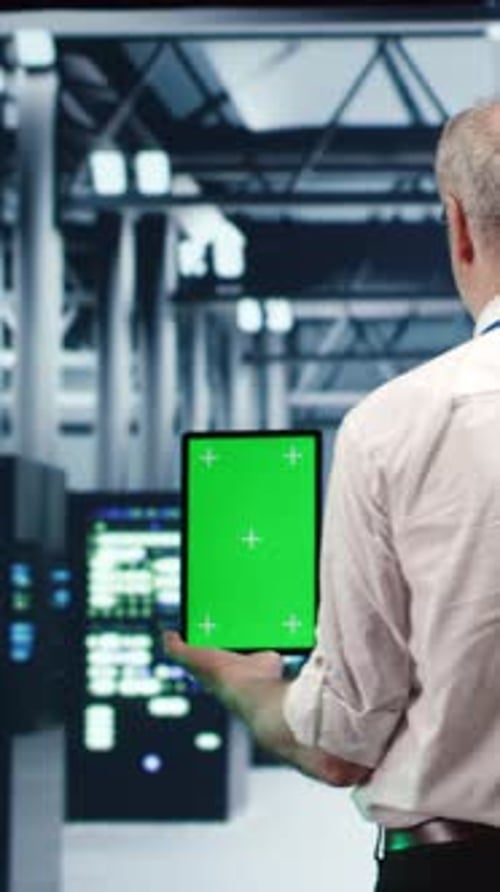 Vertical Green Screen Tablet Servers Optimizing