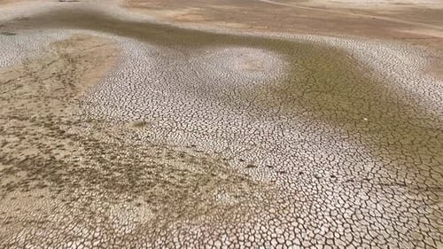 Aerial drone view of parched earth.