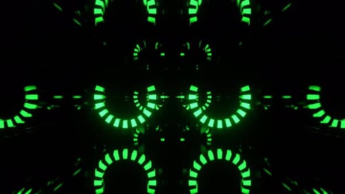 Green Huge Rotating Gears With Neon Elements Background Vj Loop In 4K