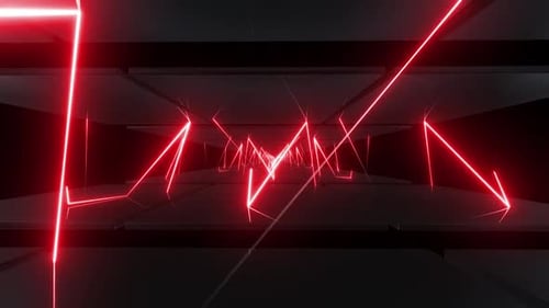 Dynamic red neon light tunnel with futuristic energy visual effect