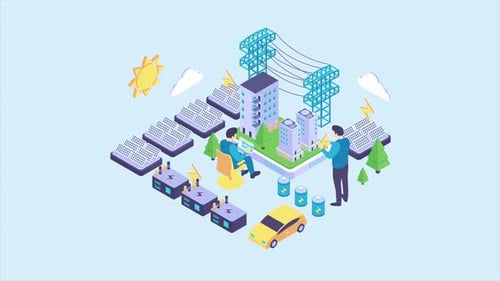 Isometric Animation of Smart City Sustainable Energy Development
