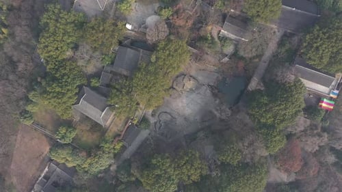 Aerial View of Suzhou Tiger Hill Park Scenery and Leaning Pagoda Suzhou City Jiangsu Province China