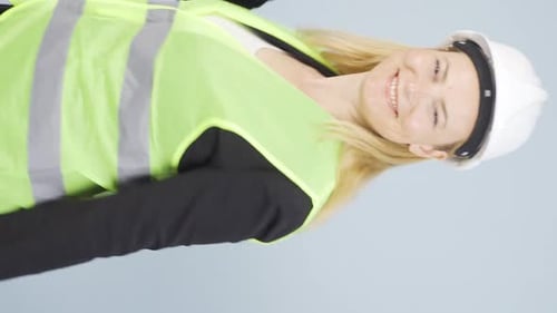 Vertical video of Dancing engineer.