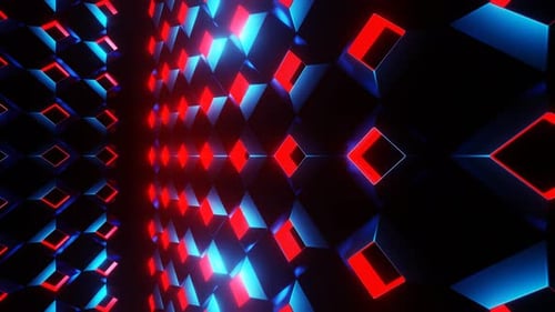 Red And Blue Locked Up In Cubic Background Vj Loop In 4K