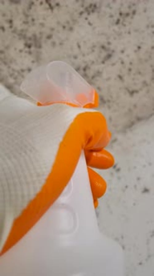 Close Up of Mold Removal with Spray Bottle