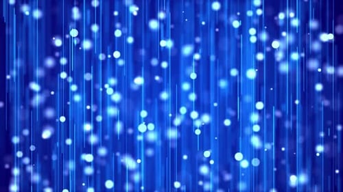 Abstract Blue Glowing Vertical Lines and Particle Flow Loop