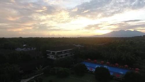 Aerial beautiful sunset view