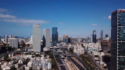 Horizonte de Tel Aviv, imágenes aéreas de Tel Aviv sobre la autopista Ayalon