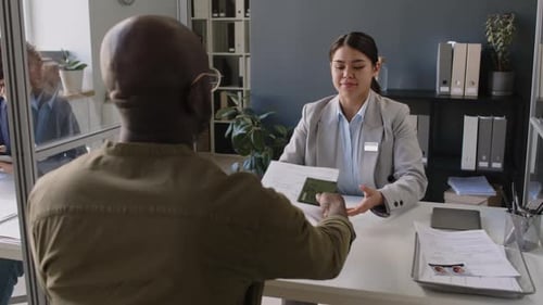 Black Man Having Visa Interview in Consulate