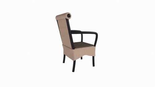 3D Animated Armchair Rotating on White Background