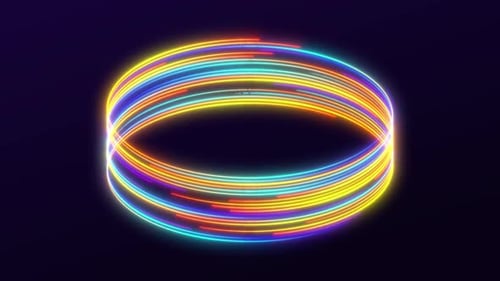 Abstract background green pink blue yellow wave lines flowing isolated on black background