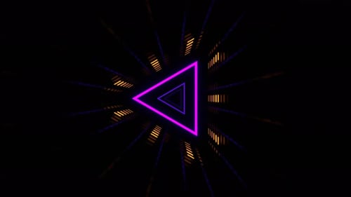 Yellow And Purple Strobe Light In Triangular Futuristic Tunnel Background Vj Loop In 4K