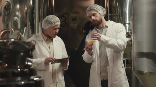 Braumeister überprüfen die Qualität von frisch gebrautem Bier