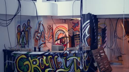 Urban Graffiti Art Inside a Room