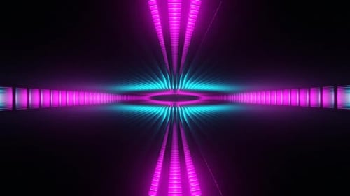 Cyan And Pink Sci-Fi Blinded Ellipse Tunnel Background Vj Loop In HD
