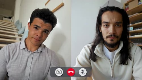 Bored Man Connects Online During Afternoon Chat with Friend
