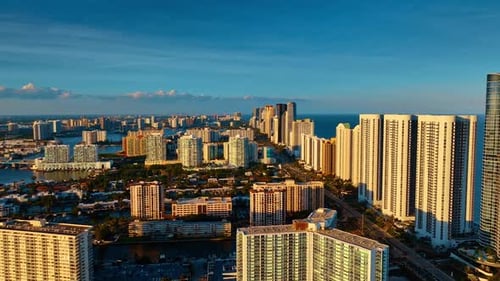 Sunset in spectacular Miami, Florida, USA.