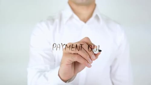 Payment Due, Man Writing on Glass