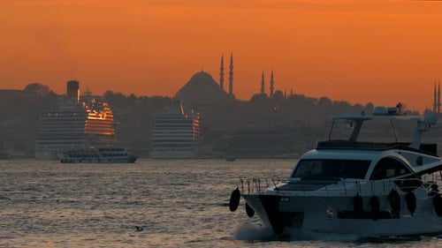 View to Bosphorus Istanbul and Eminonu at Sunset 1