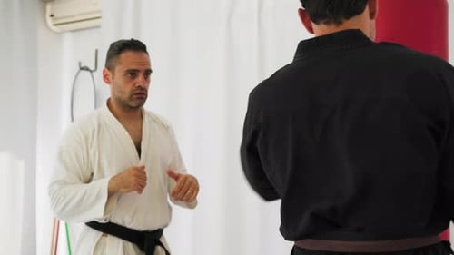 Martial Arts Training in Bright Indoor Studio