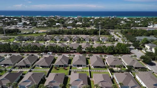 Waterfront Town Panama City Beach In Florida - Aerial Shot