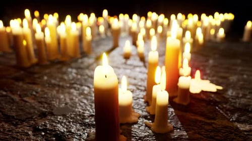 Animated Flickering Candles in Dark for Remembrance and Spiritual Vigils