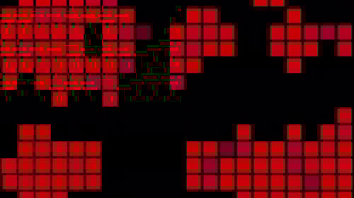 Retro-Hintergrund mit beweglichen Mosaikquadraten auf schwarzem Hintergrund