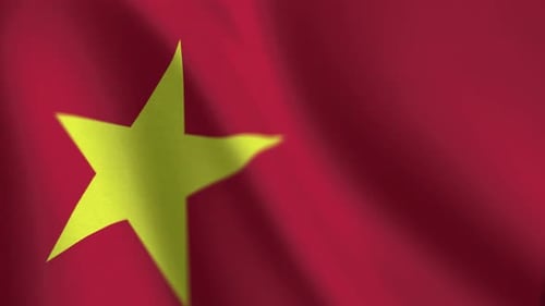 Red Flag with Yellow Star Waving Animation