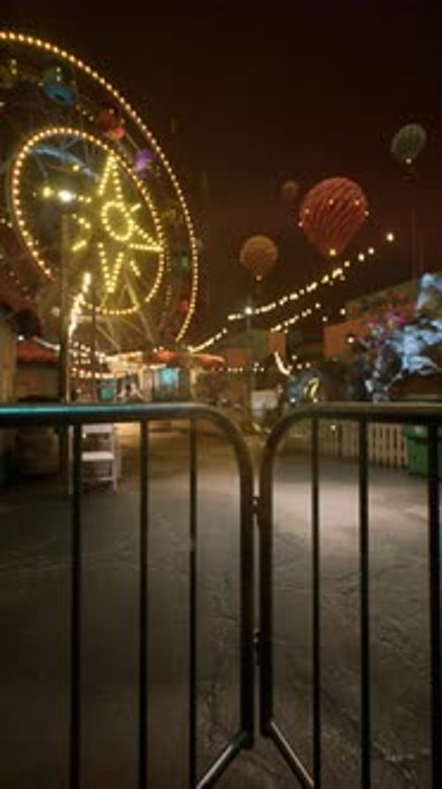 Ferris Wheel Lights Up Night Sky