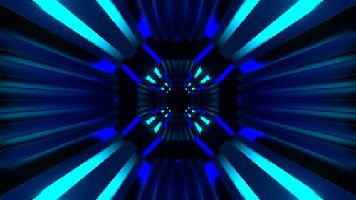 Blue And Cyan Neons Reverse Movement Tunnel Background Vj Loop In 4K