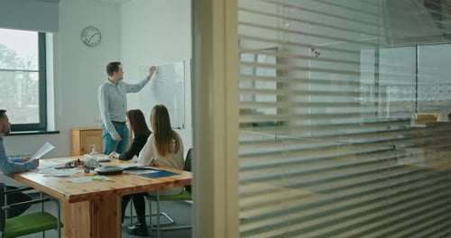 Team of Young People Sitting at Table Working in Company Together in Modern Office Young Successful