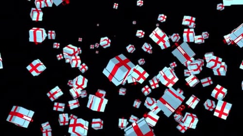Blue and Red Gift Boxes Falling Loop Background