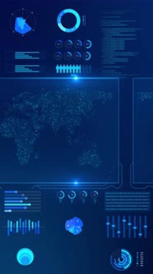 Digital Global Interface Data Visualization Map Technology Screen Data Visualization on World Map