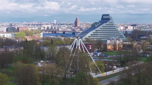 Construction Works of the New Ferris Wheel in Riga Latvia