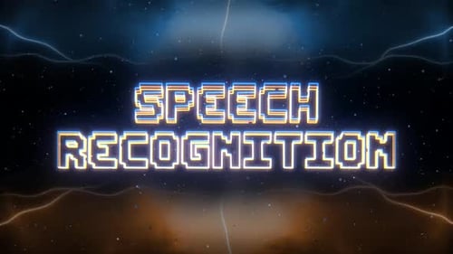 Speech Recognition Neon Text With Retro Style Background